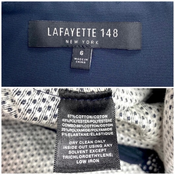 LAFAYETTE 148 New York Retro Tweed Micro Dots A-Line Skirt Navy Blue Size 6 - Picture 5 of 10